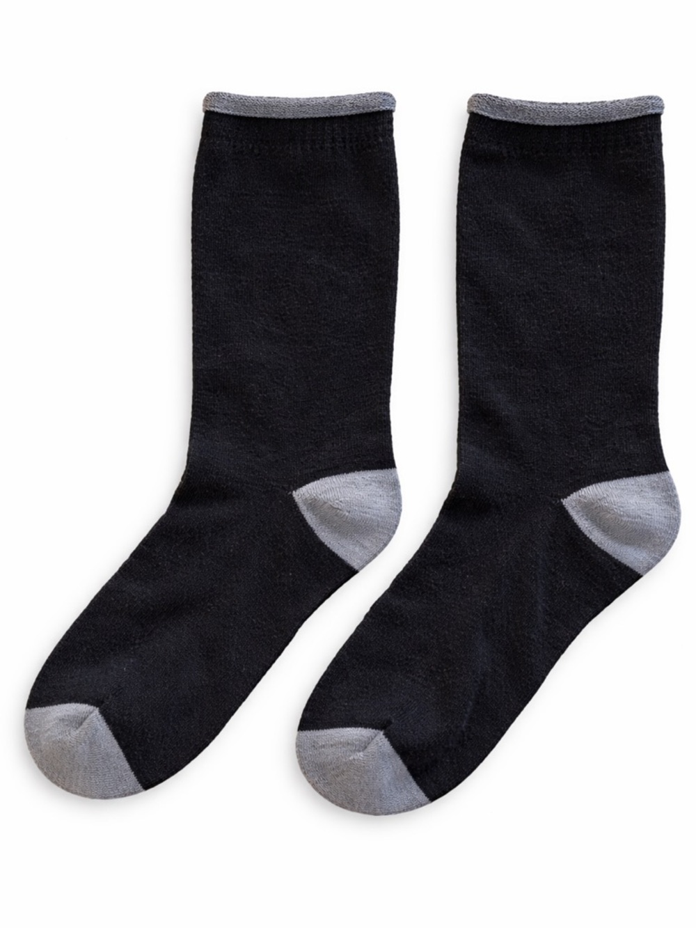 Black Crew Socks with Gray Heel and Toe